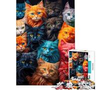 Puzzle de 1000 pièces pour Adolescents Un tas de Chats Puzzle Anti-Stress Jeu d'analyse et de logique Défi à réaliser (Dimensions 38x52cm)