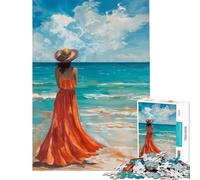Puzzle de 1000 pièces pour Adolescents Une Femme Seule sur Une Plage Activités Amusantes à la Maison Cadeaux pour Femmes Jeux relaxants Convient aux Personnes de 14 Ans et Plus (38x26cm)