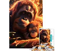 Puzzle de 1000 pièces pour Adolescents Une mère Orang-outan et Son bébé Un défi à relever ! Décoration Parfaite Jeu de détente pour Les 14 Ans et Plus (38x52cm)