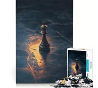 Puzzle de 1000 pièces pour Adolescents Une pièce d'échecs représentant Un Roi Solitaire sur Un Plateau Sombre et Lumineux Jeu éducatif, défi Stimulant, Cadeau d'anniversaire Original 38x52cm