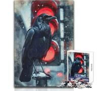 Puzzle de 1000 pièces pour Adolescents Urban Omen︰ Le Corbeau à Red Learning Jeu éducatif Impossible Cadeau d'anniversaire (Taille 50x75cm)