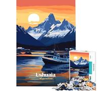Puzzle de 1000 pièces pour Adolescents Ushuaia Argentine Coucher de Soleil Défi cérébral Jeu éducatif addictif Améliore la mémoire Cadeau d'anniversaire (Dimensions 38x26cm)