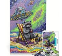 Puzzle de 1000 pièces pour Adolescents Vacances à la Plage sous Un OVNI Jeux éducatifs pour s'amuser en Famille Cadeau d'anniversaire Cadeau de Voyage 38x26cm