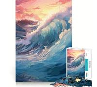 Puzzle de 1000 pièces pour Adolescents Vagues de l'océan Bleu Jeu d'articulation Fluide et Amusant,Cadeau de Jeu de réflexion,Divertissement Relaxant,Loisirs créatifs de Noël (38x52cm)