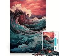 Puzzle de 1000 pièces pour Adolescents Vagues océaniques déchaînées Découpe Lisse Jeu d'exercice cérébral Activité de détente et d'anniversaire (38x52cm)