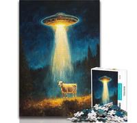 Puzzle de 1000 pièces pour Adolescents, Vaisseau Spatial Extraterrestre et bétail, Jouet éducatif et éducatif, idéal comme Cadeau pour Toute la Famille (38x26cm)