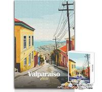 Puzzle de 1000 pièces pour Adolescents - Valparaiso, Chili - Vue de Rue - Idéal pour des soirées Jeux en Famille, Analyse et logique - Idée Cadeau - Dimensions:50x75cm