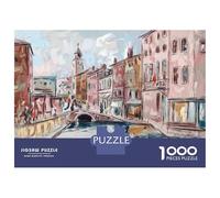 Puzzle De 1000 Pièces pour Adolescents Venice Canal Painting Print Puzzle pour Adolescents Analyse Et Logique Difficile Et Stimulant, Idéal comme Cadeau 38x26cm/1000pcs
