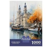 Puzzle De 1000 Pièces pour Adolescents Venice Watercolor Painting Puzzles pour Adolescents Jeux De Détente Difficulté Difficile Cadeaux pour Les Amis Et La Famille 38x26cm/1000pcs