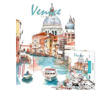 Puzzle de 1000 pièces pour Adolescents Venise à l'aquarelle Activités Amusantes à la Maison Découpe de précision Jeux relaxants pour Les 14 Ans et Plus Jeu de Puzzle Offert (38x26cm)