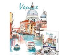 Puzzle de 1000 pièces pour Adolescents Venise à l'aquarelle Décoration intérieure Jouet Cadeau d'anniversaire Jeu Relaxant Activités ludiques à la Maison Dimensions 38x52cm