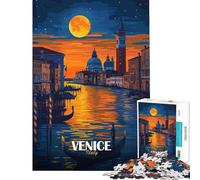 Puzzle de 1000 pièces pour Adolescents Venise de Nuit Italie défi intellectuel Jouet addictif Jeu Familial Anti-Stress Cadeau Amusant (Taille 38x52cm)