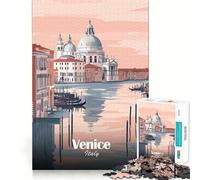 Puzzle de 1000 pièces pour Adolescents Venise, Italie Illustration de Paysage Urbain Découpe Fine Jeu d'entraînement à la Concentration, Amusant et Calme Cadeau de Noël idéal (38x26cm)