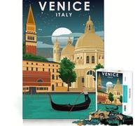 Puzzle de 1000 pièces pour Adolescents Venise, Italie, la Nuit Jeu de Concentration et de Loisirs Décoration Murale de Noël (38x52cm)
