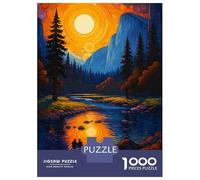 Puzzle De 1000 Pièces pour Adolescents Vibrant Mountain River Landscape Painting Puzzle Anti-Stress, Amusant Et Original, Cadeau Unique pour Un Anniversaire Ou Noël 70x50cm/1000pcs