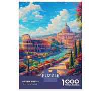 Puzzle De 1000 Pièces Pour Adolescents Vibrant Rome Cityscape with Colosseum And St. Peters Basilica Puzzle Pour Adultes Jeux De Famille Cadeaux Pour Femmes Cadeaux De Noël Et D'anniversaire 38x26cm/1