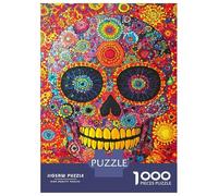 Puzzle De 1000 Pièces pour Adolescents Vibrant Skull Art -2 Puzzles pour Adultes Jeux Relaxants Découpe De Précision Cadeaux De Noël Et d'anniversaire 52x38cm/1000pcs