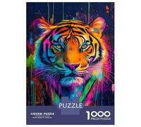 Puzzle De 1000 Pièces pour Adolescents Vibrant Tiger Art -9 Jeu De Réflexion Amusant Et Humoristique, Cadeau Unique pour Un Anniversaire Ou Noël 52x38cm/1000pcs