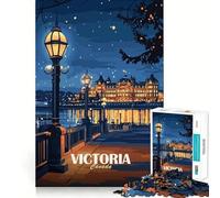 Puzzle de 1000 pièces pour Adolescents, Victoria, Canada, Illustration de Paysage Nocturne, Art aux Contours Nets, Jeu cognitif, Cadeau pour des Moments de Calme, décoration de Noël (50x75cm)