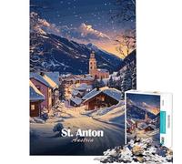 Puzzle de 1000 pièces pour Adolescents Village d'hiver de St Anton Autriche Jeu de Puzzle Relaxant pour Adolescents Course de Vitesse Manuelle Idéal pour Un Anniversaire ou Noël (Dimensions 38x52cm)