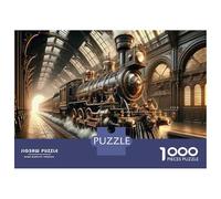 Puzzle De 1000 Pièces pour Adolescents Vintage Steam Train Station Puzzle Anti-Stress, Amusant Et Original, Cadeau Unique pour Un Anniversaire Ou Noël 52x38cm/1000pcs