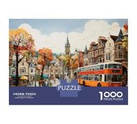 Puzzle De 1000 Pièces pour Adolescents Vintage Town Double Decker Bus Puzzles pour Adultes Analyse Et Logique Chaque Pièce Est Unique - Casse-tête Jeux De Société Familiaux 38x26cm/1000pcs