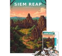 Puzzle de 1000 pièces pour Adolescents Visages dorés du Temple de Bayon Jeu Familial pour Adolescents décoration Murale Niveau Difficile et Stimulant (50x75cm)