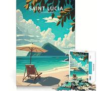 Puzzle de 1000 pièces pour Adolescents Visite de Sainte-Lucie Jeu d'assemblage précis Défi Mental Jouet Moment de détente et de Divertissement Scène de Noël (38x52cm)