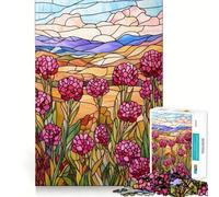 Puzzle de 1000 pièces pour Adolescents Vitrail, Montagne et Prairie Jeu de Concentration, Jeu de lenteur, Cadeau d'anniversaire Amusant (50x75cm)