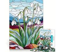 Puzzle de 1000 pièces pour Adolescents Vitrail Perce-Neige Jeu cognitif et Artistique Cadeau pour des Moments de Calme Décoration de Noël (50x75cm)