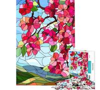 Puzzle de 1000 pièces pour Adolescents Vitraux Fleurs de Printemps Jeu de réflexion Jouet intellectuel pour Les Jeux et Les Femmes (Taille 50x75cm)