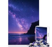 Puzzle de 1000 pièces pour Adolescents Voie lactée au-Dessus d'une Arche rocheuse côtière Décoration Murale Cadeau d'anniversaire Jeu Relaxant Renforce l'amour au Sein du Couple Dimensions 38x52cm