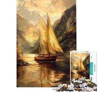 Puzzle de 1000 pièces pour Adolescents Voilier au Coucher du Soleil Jeu Manuel et éducatif Cadeau de Noël Secret Passe-Temps à la Maison (Dimensions 38x26cm)