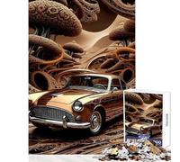 Puzzle de 1000 pièces pour Adolescents Voiture Classique dans Un Paysage Abstrait Jeu éducatif Décoration intérieure Jouets Entraînez Votre Cerveau et Votre dextérité (38x26cm)