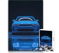 Puzzle de 1000 pièces pour Adolescents - Voiture de Sport Bleue Vue de Face - Design élégant - Cadeau d'anniversaire - Œuvre d'art - Dimensions:50x75cm