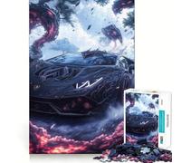 Puzzle de 1000 pièces pour Adolescents Voiture de Sport Noire avec Ombres,découpe précise,Jeu Stimulant,Moment de détente,décoration de Noël (38x26cm)
