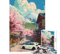 Puzzle de 1000 pièces pour Adolescents Voiture Honda Civic Type R Fleurs de Cerisier Jeu Familial Convient aux Couples Jouet à Monter soi-même Cadeau pour Amis et Famille (38x26cm)