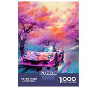 Puzzle de 1000 pièces pour adolescents - Voitures de course de rue pour adultes - Jeu familial - Cadeaux pour femmes - Difficile et défi - 52 x 38 cm - 1000 pièces