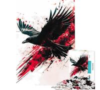 Puzzle de 1000 pièces pour Adolescents Vol Sanglant Corbeau Noir Activités Amusantes à la Maison Cadeau d'anniversaire Jeu Manuel adapté aux 14 Ans et Plus (50x75cm)