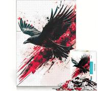 Puzzle de 1000 pièces pour Adolescents Vol Sanglant Corbeau Noir, Jeu Impossible, Interaction Parent-Enfant, Cadeau de Jeu Stimulant 38x26cm