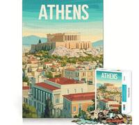 Puzzle de 1000 pièces pour Adolescents, Voyage à Athènes, Grèce, pièces à emboîtement précis, Jeu de logique Amusant et Silencieux, idéal pour Un Anniversaire ou Une activité Artistique (38x26cm)