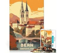 Puzzle de 1000 pièces pour Adolescents, Voyage à Berne, découpe précise, Jeu de réflexion créatif et Amusant, détente, Cadeau Artistique de Noël (38x26cm)