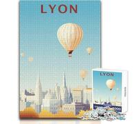 Puzzle de 1000 pièces pour Adolescents - Voyage à Lyon - Magnifique Design - Jeu Difficile et Artistique - Cadeau - Dimensions : 50x75cm