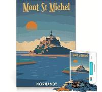 Puzzle de 1000 pièces pour Adolescents Voyage au Mont Saint-Michel Découpe précise Jeu de Concentration et d'amusement Cadeau d'anniversaire Amusant (50x75cm)