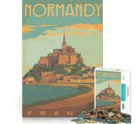 Puzzle de 1000 pièces pour Adolescents, Voyage en Normandie, Art aux découpes nettes, Jeu cognitif, Cadeau pour des Moments de détente, décoration de Noël (50x75cm)