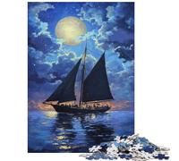Puzzle de 1000 pièces pour Adolescents Voyage en voilier au Clair de Lune Découpe de précision Idéal pour Partager Un Moment Complice Entre Parents et Enfants Cadeau de Noël ou d'anniversaire