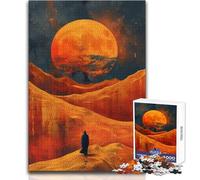 Puzzle de 1000 pièces pour Adolescents:Voyageur du désert sous Une Lune géante Un Passe-Temps paisible et satisfaisant Assemblage Parfait Découpe de précision Dimensions:38x26cm
