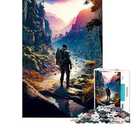 Puzzle de 1000 pièces pour Adolescents Voyageur Solitaire dans Une vallée montagneuse Jeu Manuel Difficile Stimulant cérébral (38x52cm)