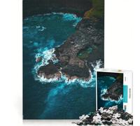Puzzle de 1000 pièces pour Adolescents, Vue aérienne d'une côte rocheuse et de l'océan, Jeu Relaxant et Stimulant à compléter, renforce Les Liens Amoureux 50x75cm