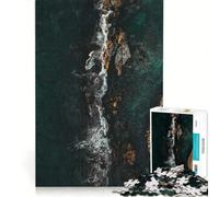 Puzzle de 1000 pièces pour Adolescents, Vue aérienne d'une côte rocheuse, Jeux relaxants, Anti-Stress, liste de souhaits avec Le Père Noël 38x52cm